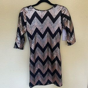 As U Wish , size M, black bronze silver mini dress